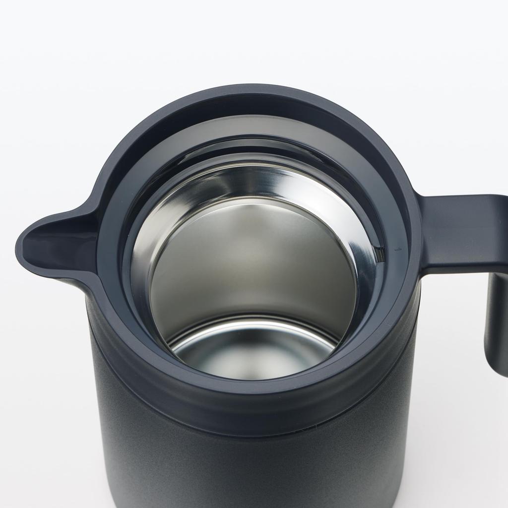 MUJI Insulated Tabletop 84334566 Wide-Mouth, Easy-to-Wash Pot, Black, 1.3L,