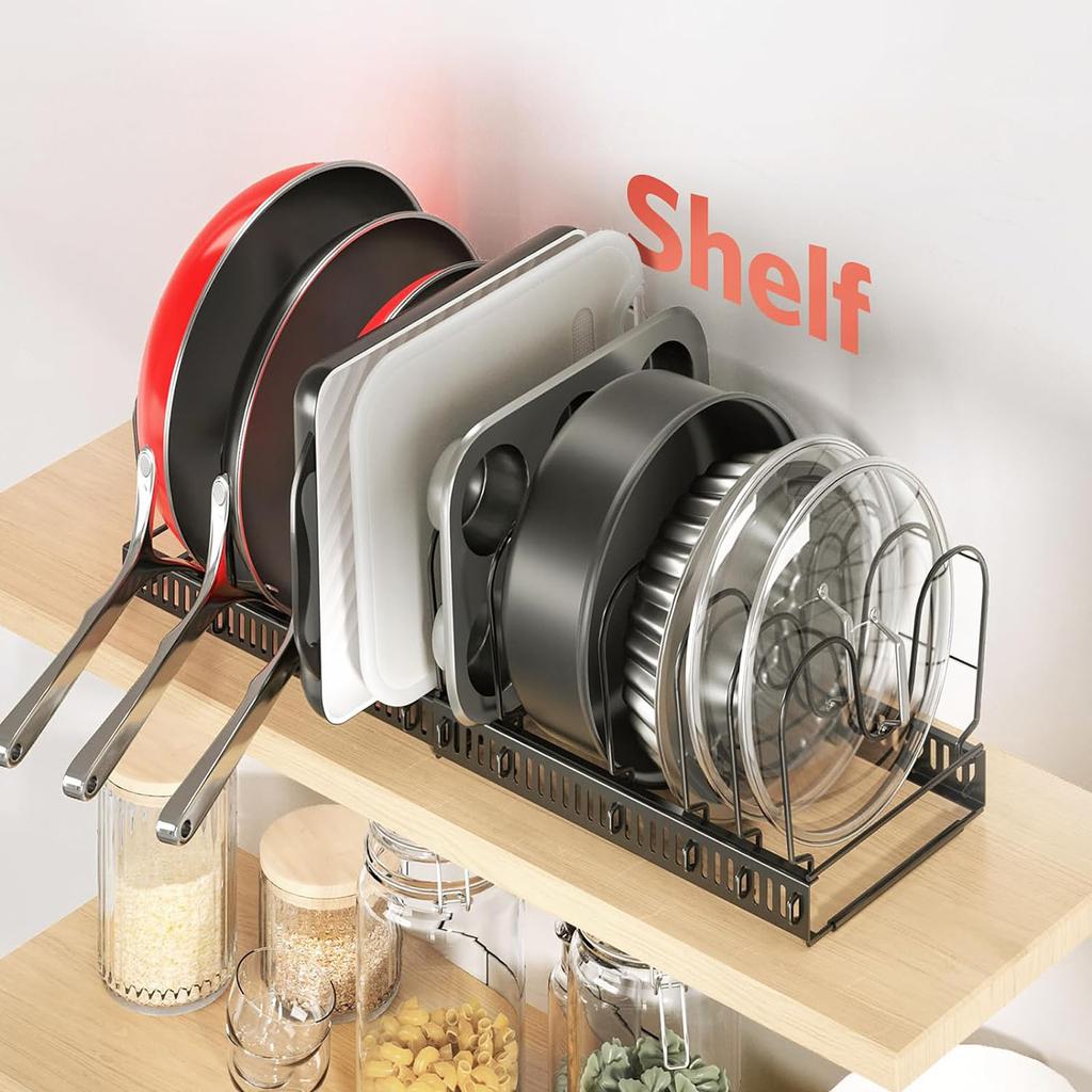 Hrnce A Pánve Skladovací Stojan: Spodní skříňka, 12,2'-22,4' zatahovací 13 nastavitelných přepážek Kuchyňská skříňka Úložný stojan na hrnce a pánve Úložný stojan na hrnce a pánve