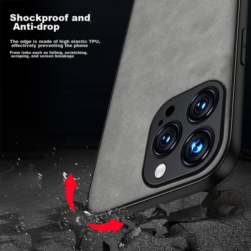 IPhone 12 Pro Case, IPhone 12 Pro Full Lens Protection, Silicone Soft Edge, Shockproof, Ultra-Thin, Simple And Leather Texture Case, Elegant Gray