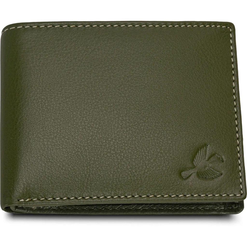 Men Casual Green Genuine Leather RFID Wallet - Regular Size (4 Card Slots)
