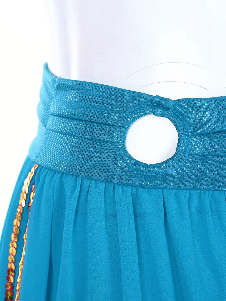 Dámské bloomery na břišní tanec Halloweenská tématická párty Karnevalový kostým Nařasený pas Rozparky na stranách