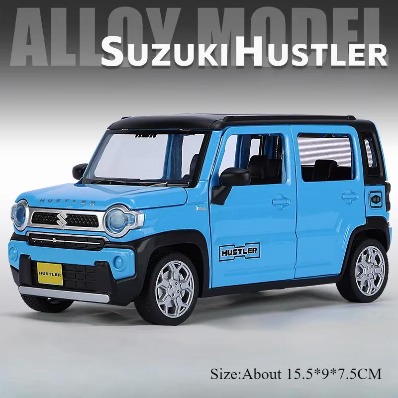 1:22 Wrangler Rubicon Suzuki Hustler Alloy Toys Diecast Model Car Doors Opened Sound Light Pull Back Vehice Friend Birthday Gift