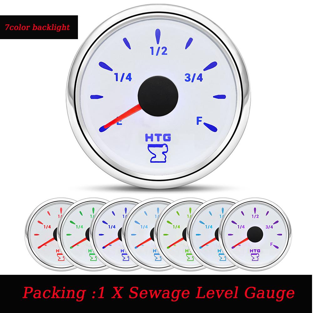 

7-кольоровий світлодіод 0-190 Ом 52 мм Рівнемір стічних вод Індикатор рівня Датчик резервуара для води для автомобіля HTG Човен Яхта 100 мм 175 мм 200 мм