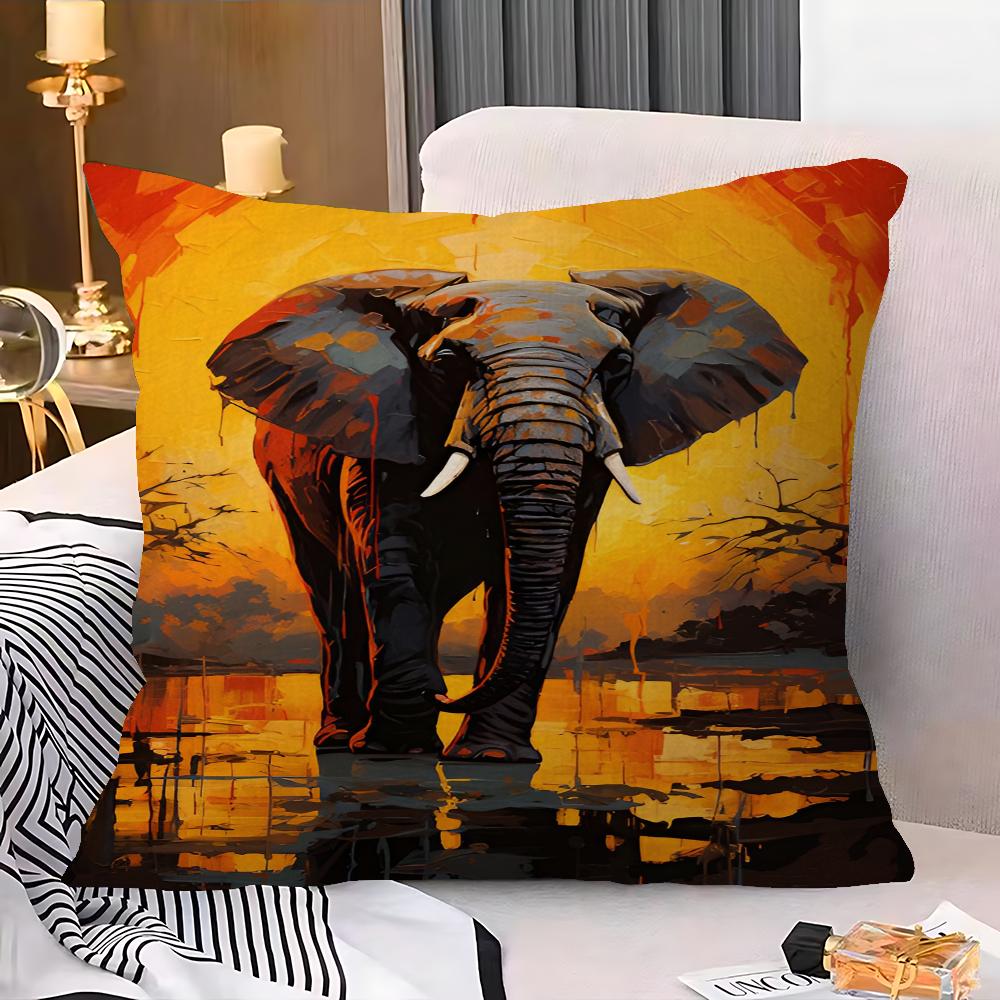 Abstract Elephant Sunset Animal Art Pillowcases Home Bedding Decorative Pillow Cover Wedding Super Soft Pillow Case