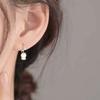 Women's Silver Drop White Hook Earrings [Silver Needle]