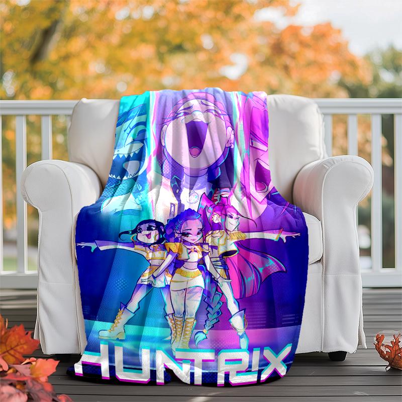 KPOP Hunter Flannel Blanket Soft Warm All-Season Throw, Design for Camping, Car Travel, Hiking Sofa, Bed, Office Perfect Gift for Parties