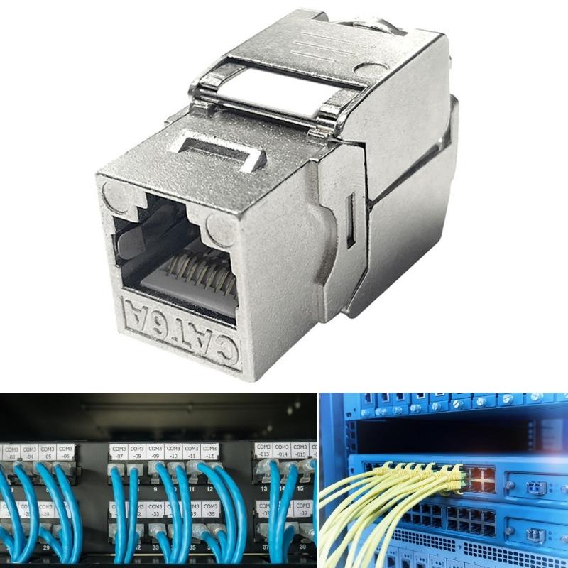 STP Masked RJ45 Keystones Coupler Cat6A Zincs Metal High Speed Data Module
