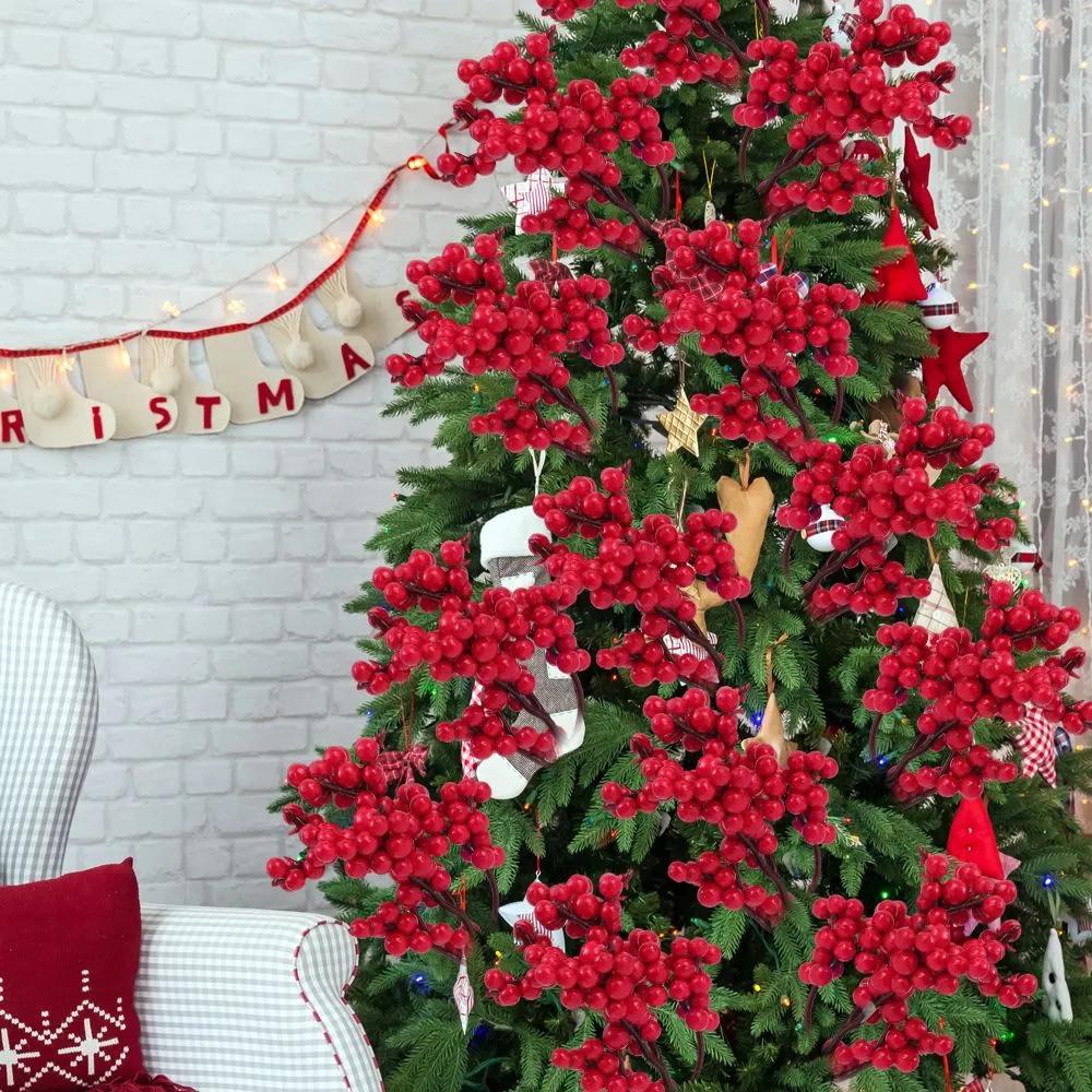 

10pcs Christmas Decoration, Artificial Red Berries, Red Berry Bucket, Flower Arrangement Prop One Size червоний
