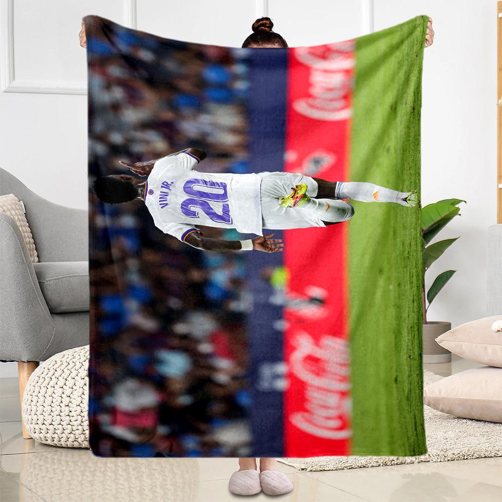 Player Celebrates Goal Stadium. Blanket Comfortable Suitable for Bed Office Chair Seaside Four Seasons Universal Warmthful Decor
