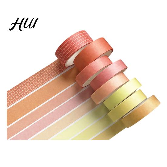 Scrapbooking Decorative Tape 8 Rolls Washi Set, Stickers, Aesthetic Solid Color Tapes Neat Storage Set for Supplies, Journaling Junk Journal, Wrapping