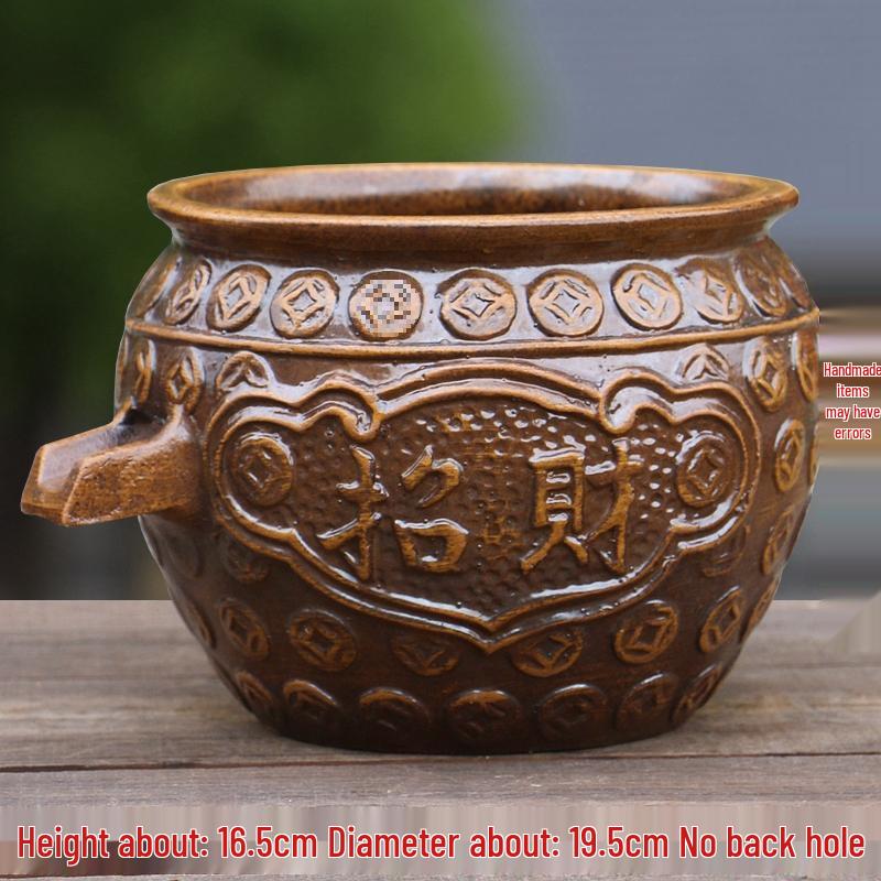 Handcrafted Ceramic Fish Tank with Waterfall Filtration - Chinese Style Aquatic Decor