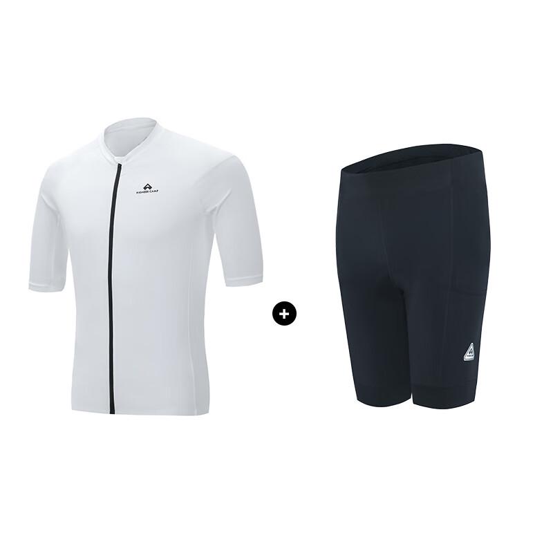 Tuoluzhe Men s Road Cycling Suit - White Top, Black Shorts XL