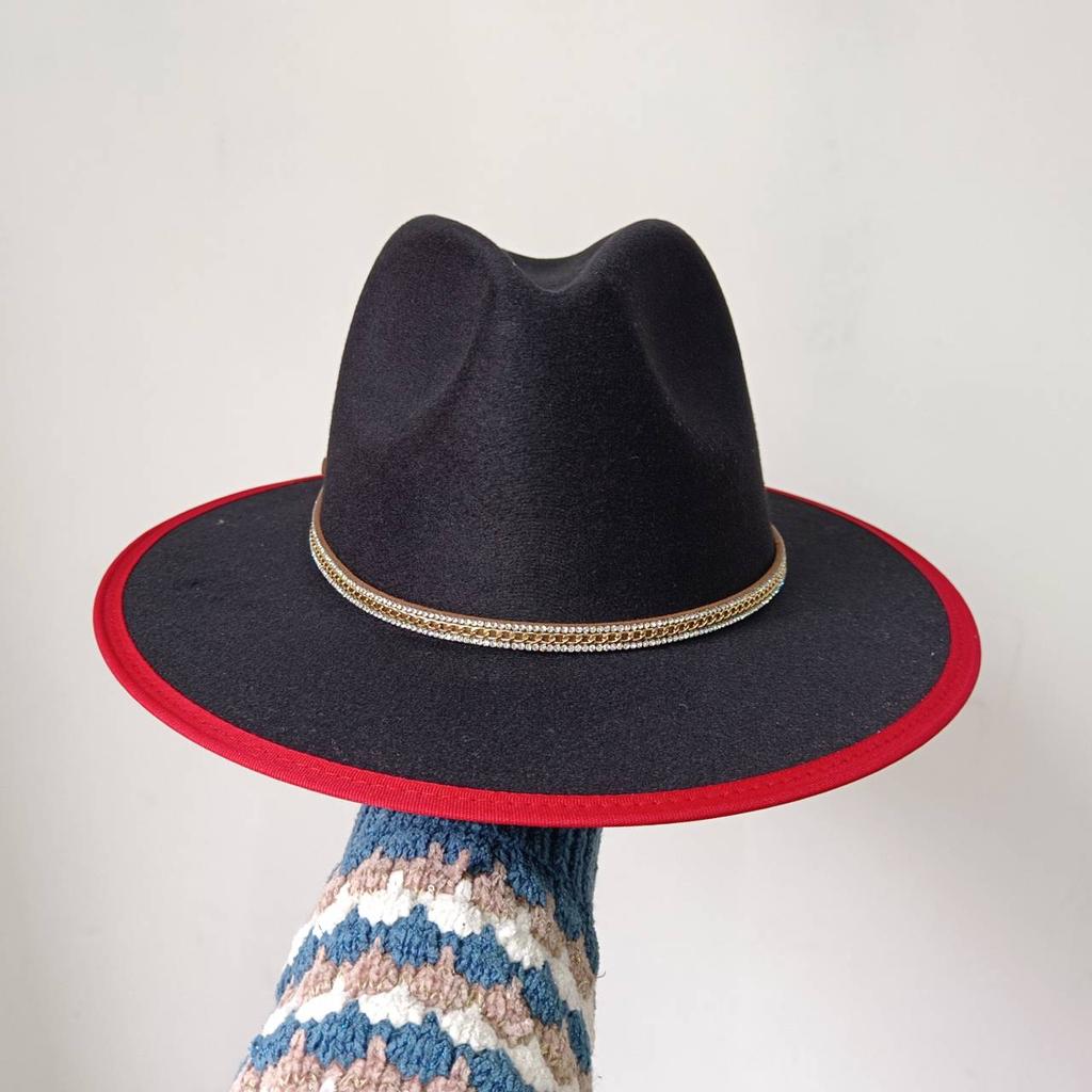 Bunte Perlen Fedoras Hut Herren Breiter Rand Fedoras Verbundener Jazzhut DIY Jazz Panama Schwarzer Hut Gorras para hombres
