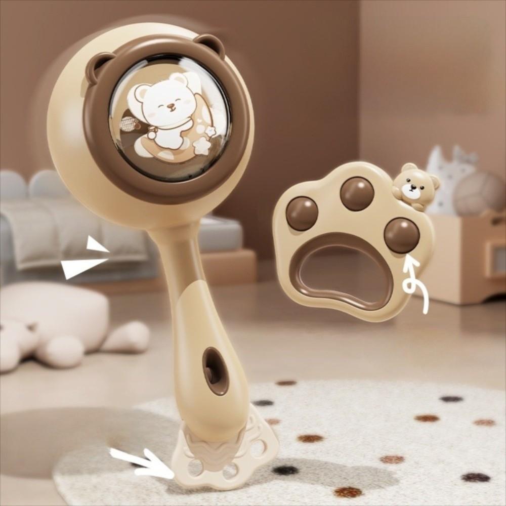 Bear Baby Dental Gum Sand Hammer Rattle Toys Hand Jingle Bells Toys 0-2 Years Old