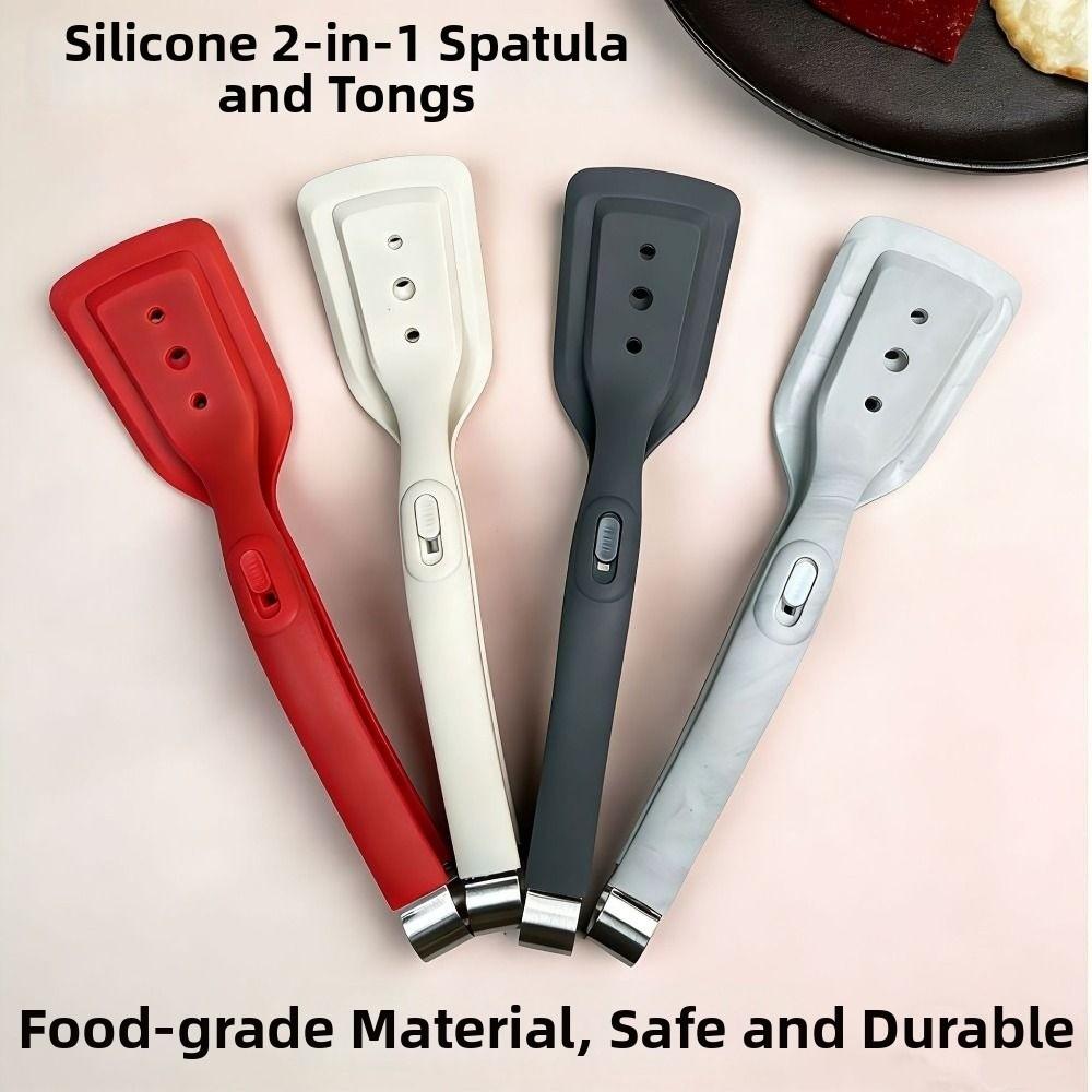 Silicone 2 In 1 Spatula Tongs Multipurpose Spatulas Bread Clip Fried Steak Clamp  BBQ Grilling