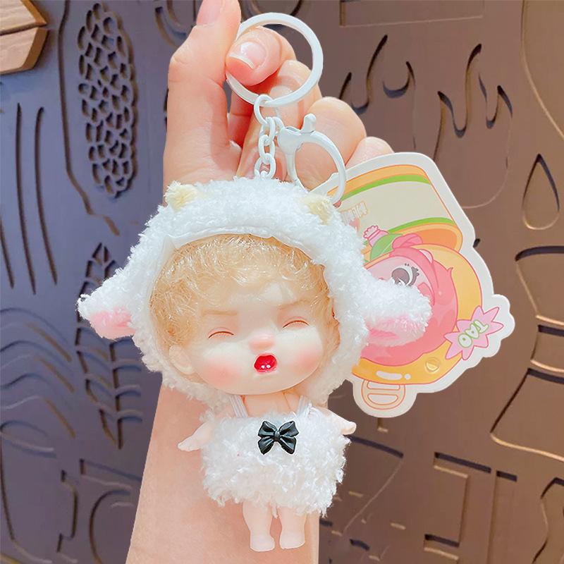 

Sweet Doll Face Girl Keychain Princess Beautiful Dress Up Toys Cute Safety Movable Joint Doll Bag Pendant Car Charm Girl Present