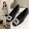 French Temperament Rhinestone Square Head, Shallow Mouth Showing Legs, Late Age, Spring Height Increase and Thin, Shallow Mouth Single Shoes