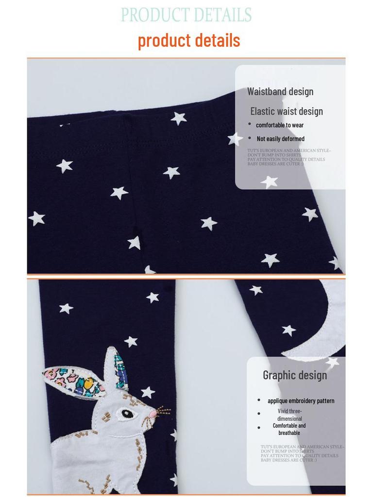 European & American Spring/Autumn 2025 Girls' Long Leggings - Small & Medium Sizes