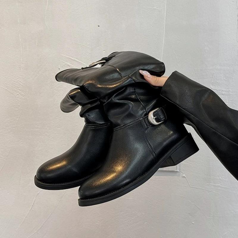 Women High Boots Fashion Heeled Shoes Elegant 2025 New Winter Chunky Knee High Chelsea Boots Fashion Dress Party Brand Pumps