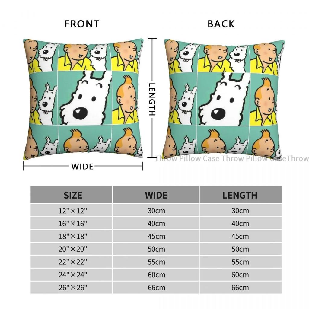 Dog Cojines Throw Pillow Case Adventures of TinT Cushion Home Sofa Chair Print Decorative Coussin