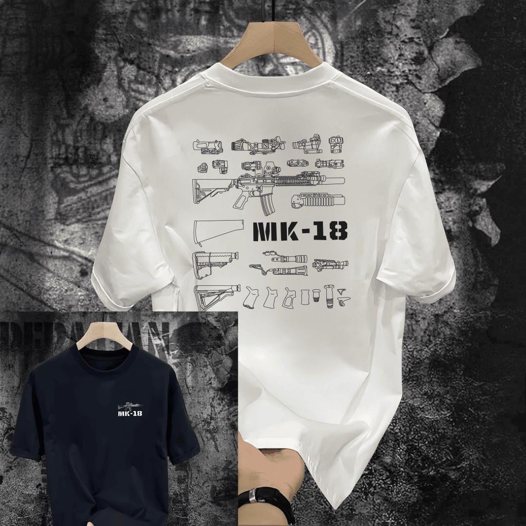 

Tough Guy Military Fan Printed Cotton Short Sleeve T-Shirt Men s Summer Loose American Tactical Crew Neck Breathable Casual Top S