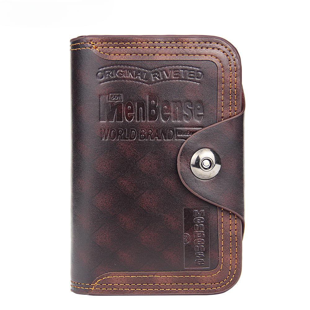 Vintage Men's Wallet Magnet Hook Three Fold Wallets For Man Made Of Natural Leather Compartment Purse Men Famous Brand