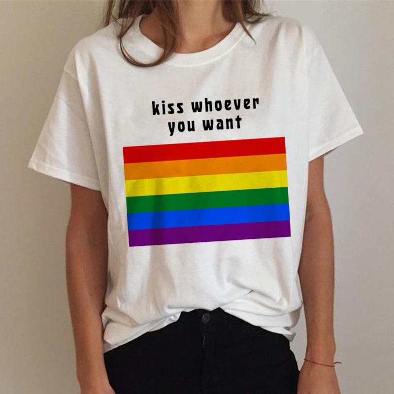 Camiseta feminina topos lgbt t camisa do orgulho gay lésbica arco-íris camiseta harajuku camiseta ullzang engraçado tshirt 90s topos roupas