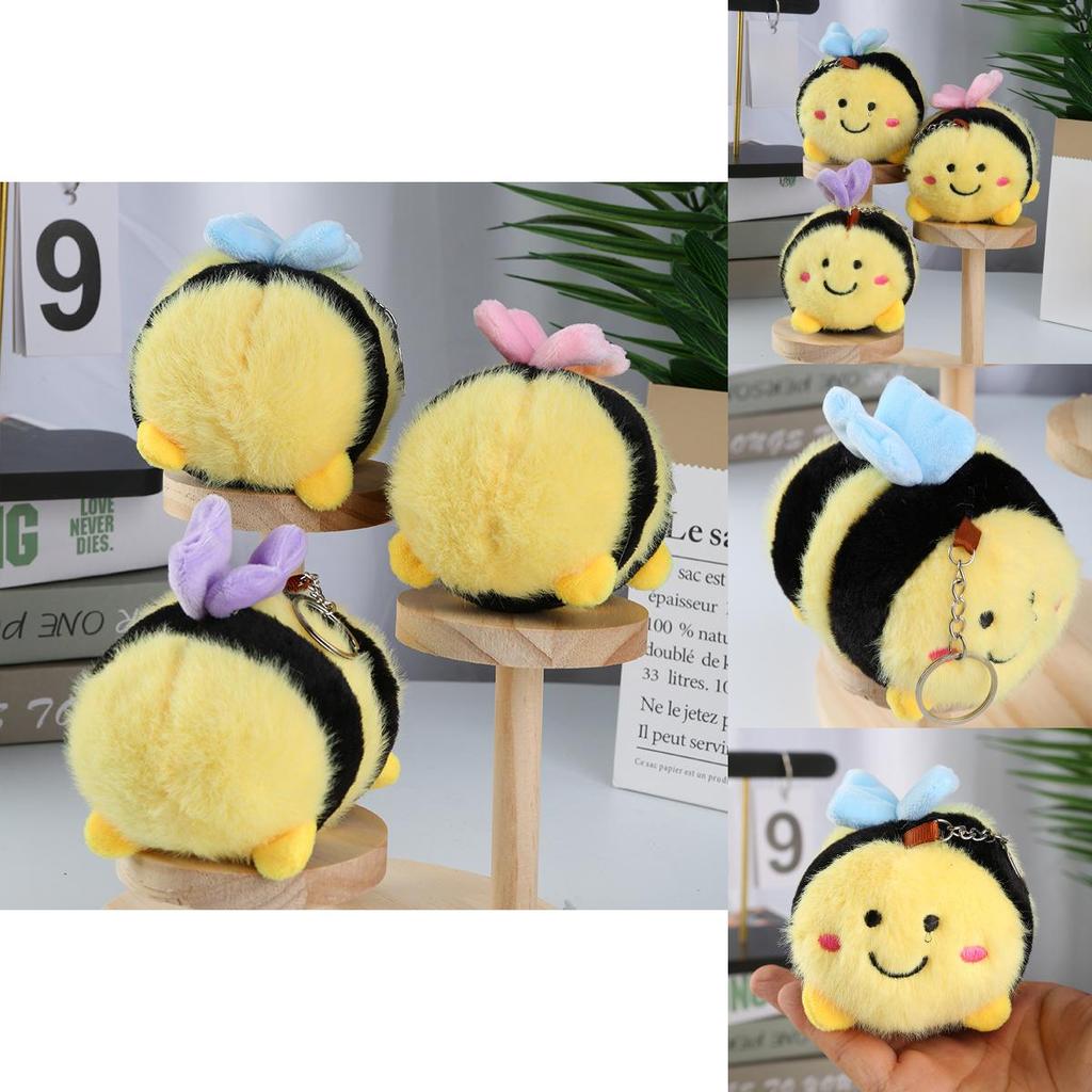 Cute Bee Plush Toy Pendant With Premium Velvet Fabric For Keys And Backpack