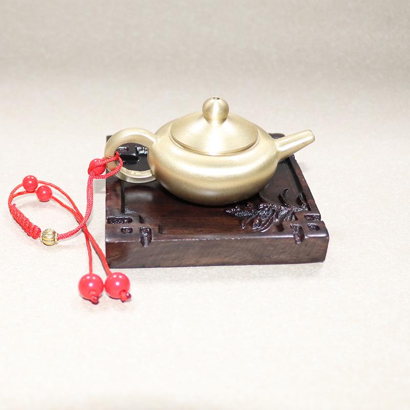 Mini Vintage Brass Teapot Ornament with Exquisite Handle Design