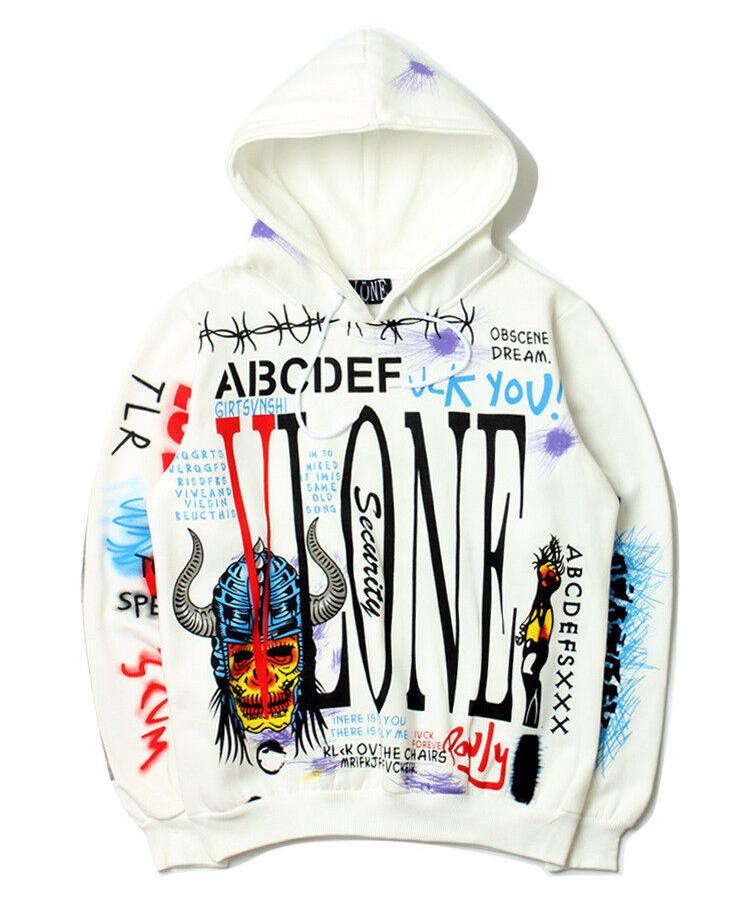Cool 17aw Vlone Graffiti Sweats Hoodies Mens Baseball Coats Sweatshirt Jackets