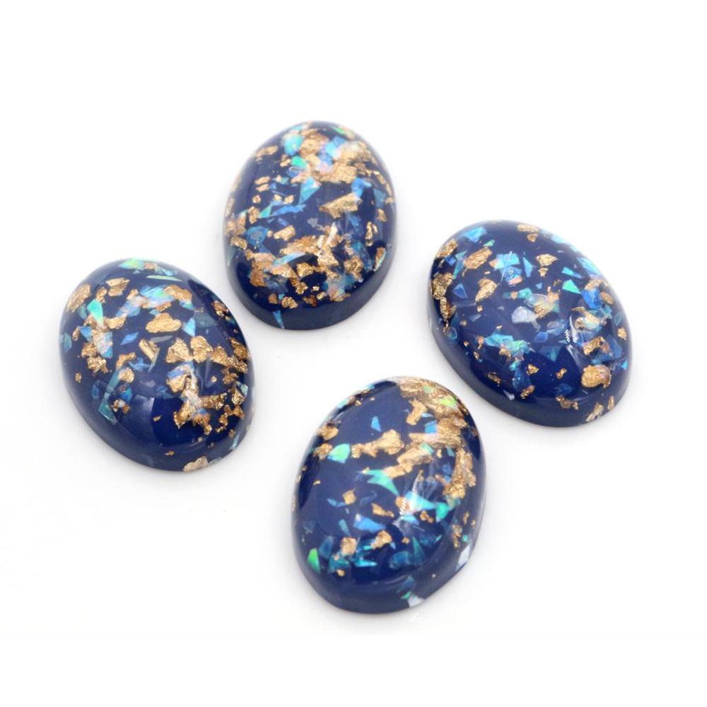 18x25mm 10pcs/Lot New Fashion Mix Color Built-in metal foil Flat back Resin Cabochons Cameo