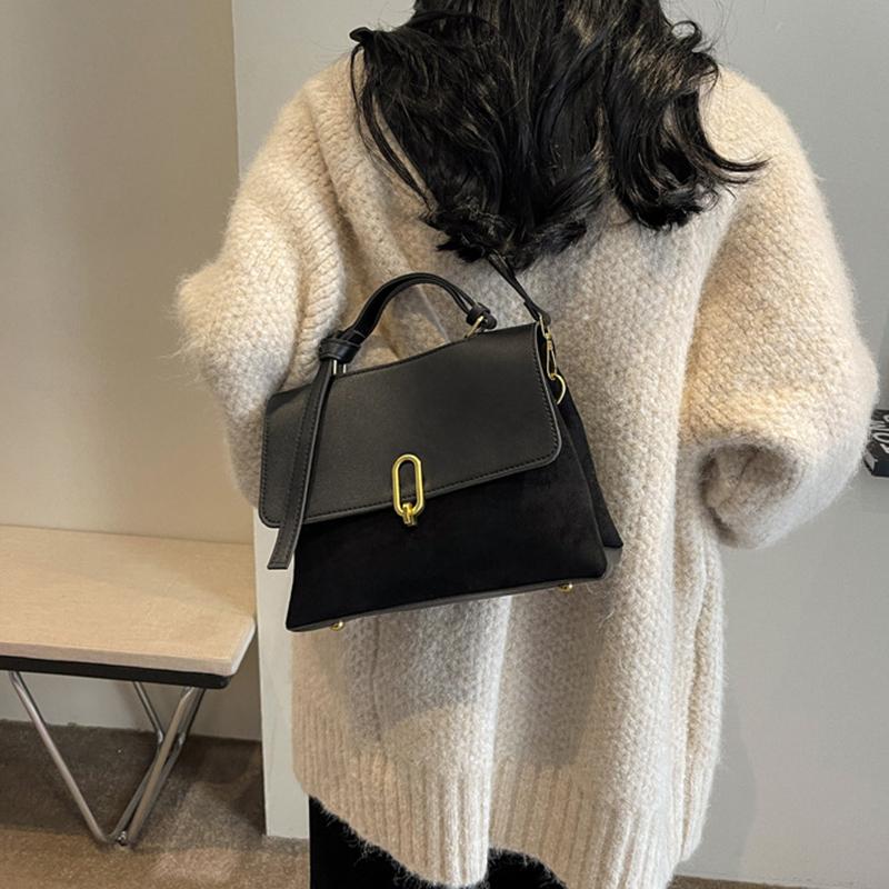 High Sense Handbags Women's Autumn and Winter Solid Color All-Matching Shoulder Bag Retro Minority Crossbody Commuter Bag