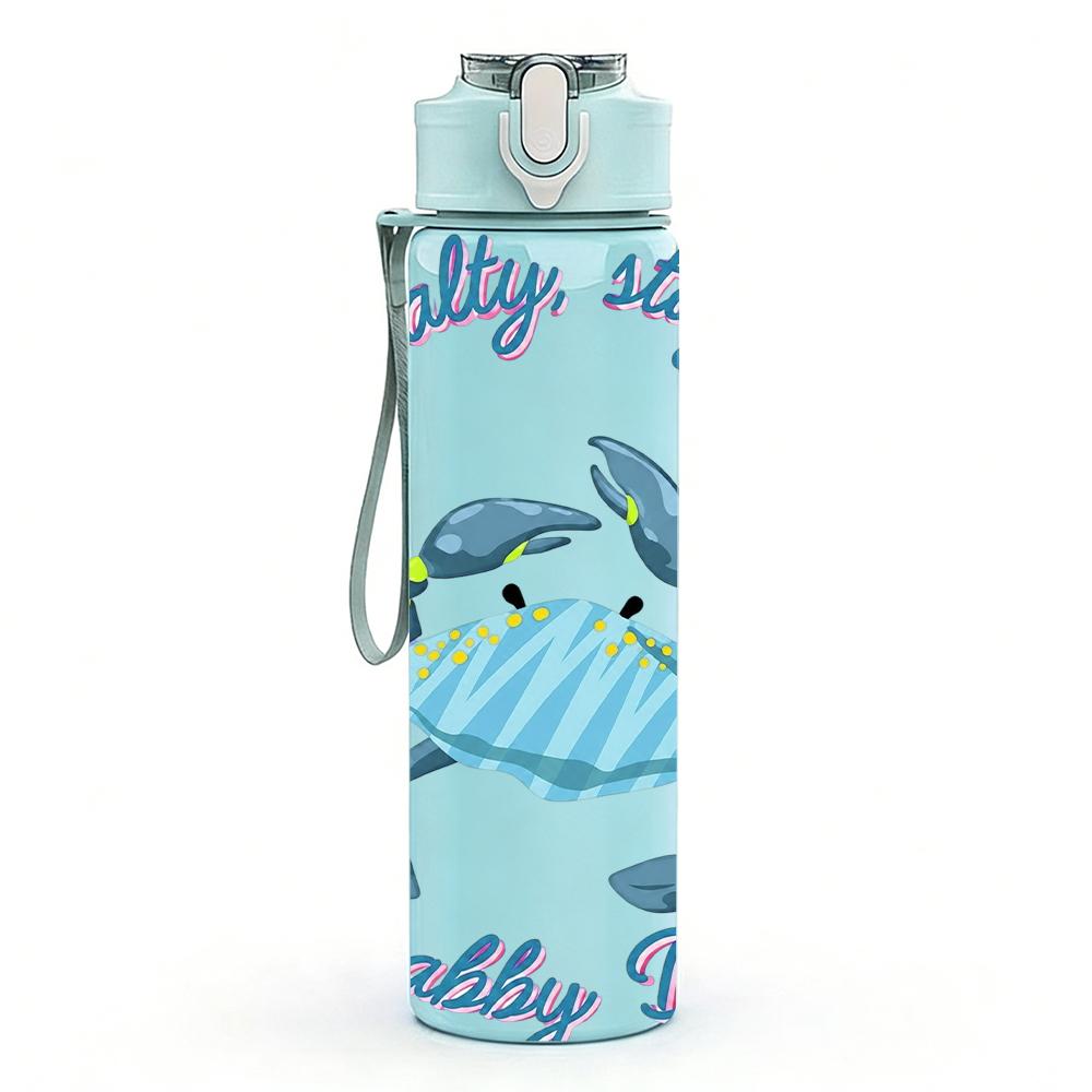 1PC Stay Salty Crab Text 750ml Color Plastic Sports Water Bottle Leakproof Flip Straw Lid Suitable for Sports Office Home Use