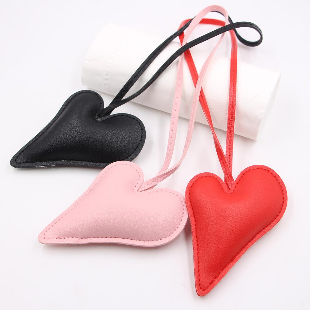 Valentine's Day Leather Hanging Rope Love Pendant Luggage And Clothing Paired With Knotted Rope Heart-shaped Pendant Accessories