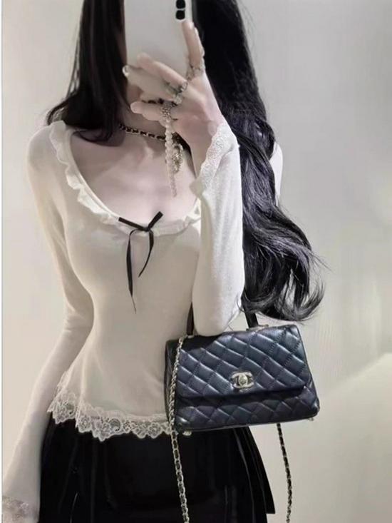 Korean Style Lace Slimming Flattering Autumn/Winter Women's Top