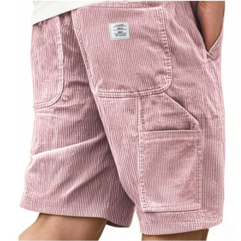 Men's Fashion Multi-pocket Embroidered Label Tooling Retro Corduroy Shorts