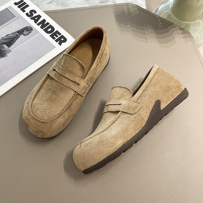 Lazy one-pedal flat-soled single shoes women's autumn 2025 texture loafers bag head retro versatile Birkenstocks women