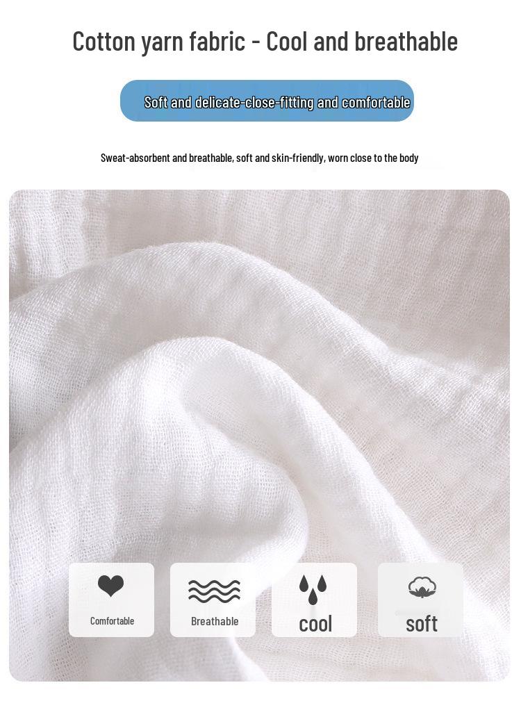 Kids' Stand Collar Cotton Gauze Summer Set - Lightweight Homewear for Boys & Girls