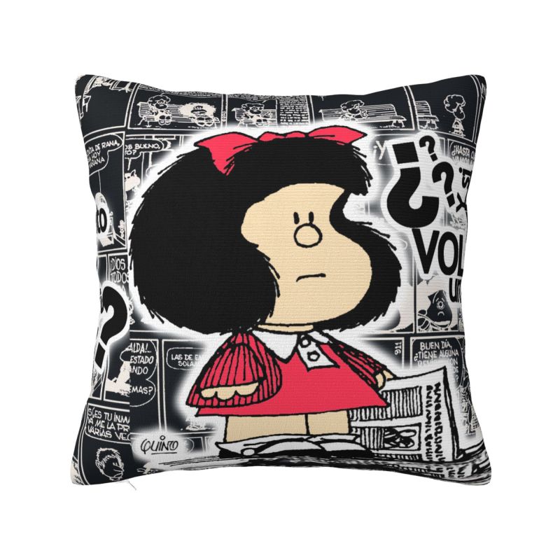 Manga Quino Mafalda Cushion Cover Kawaii Cartoon Velvet Luxury Pillows Living Room Decoration