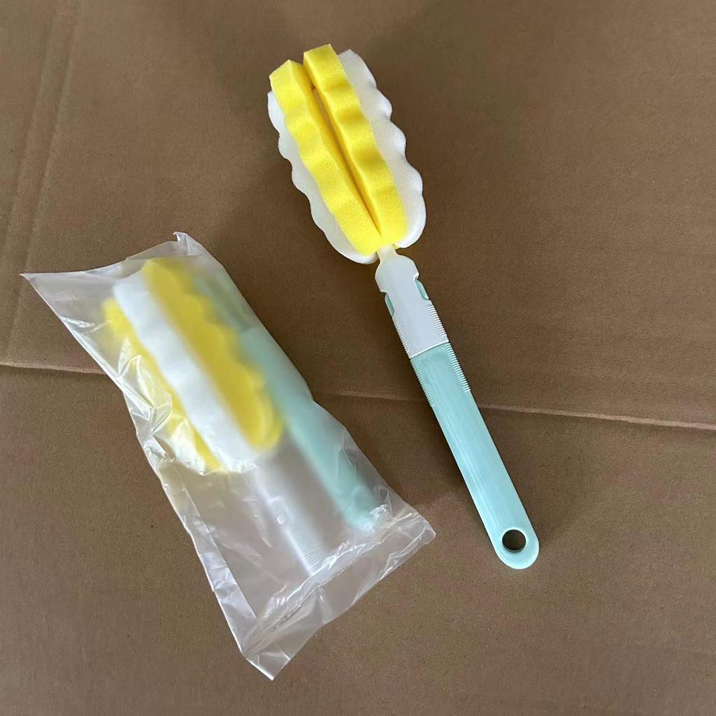 Long Handle Baby Bottle & Insulated Cup Brush with Detachable Sponge Head