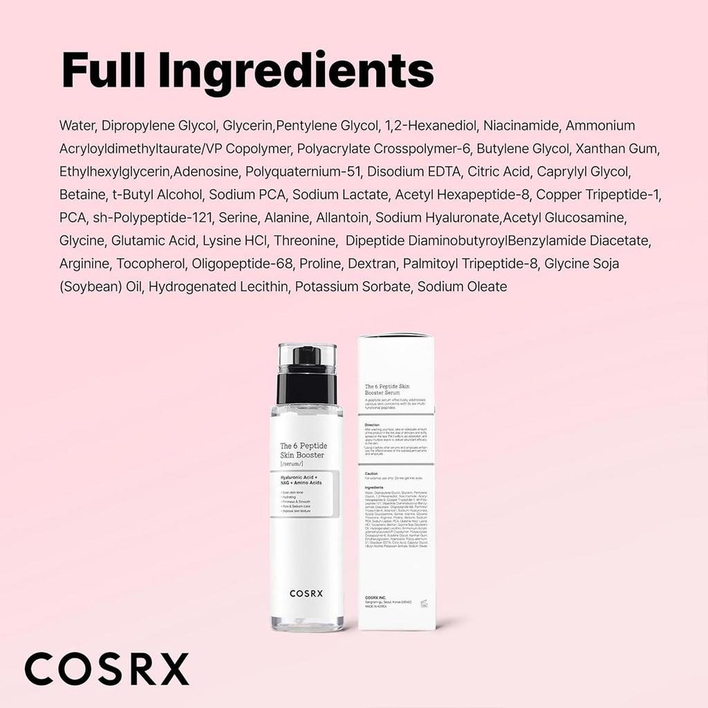 COSRX The 6 Peptide Skin Booster Serum 150ml, Firming, Nourishing, Deep Hydration, Smooth Skin, Fast Absorbing, K-Beauty, Korean Makeup