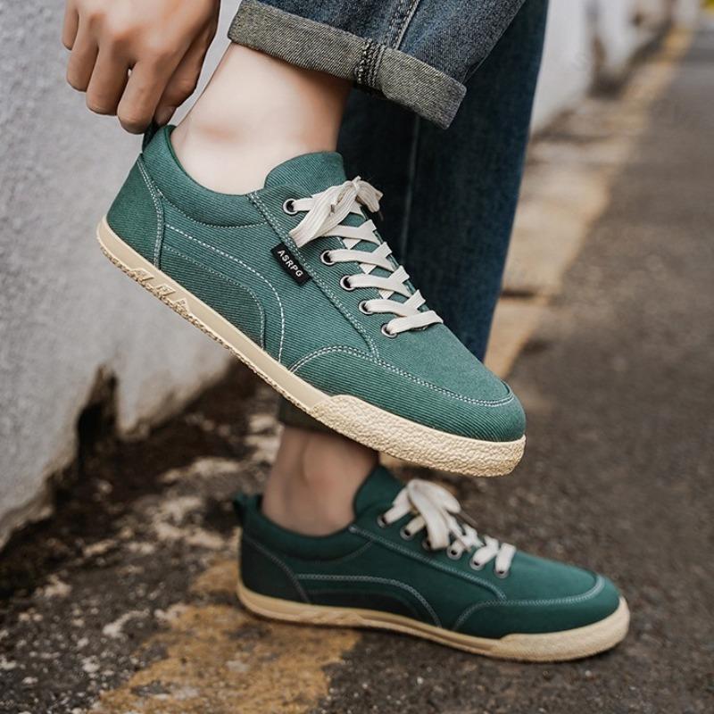 Fashion 2025 Autumn New Style Men's Fashion Trend Casual Canvas Thin Soled Shoes Low Top Comfortable Versatile Non Slip Lace Up Sneakers