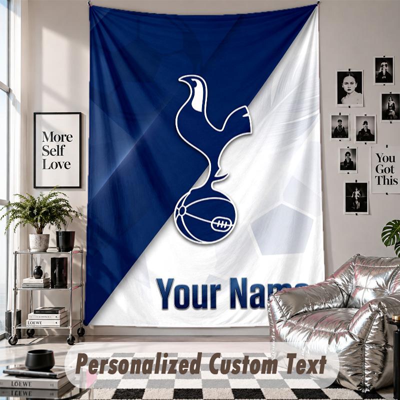Wall Hanging Tapestry With Custom Name & Text, Tottenham Hotspur FC Decorative Tapestry For Bedroom