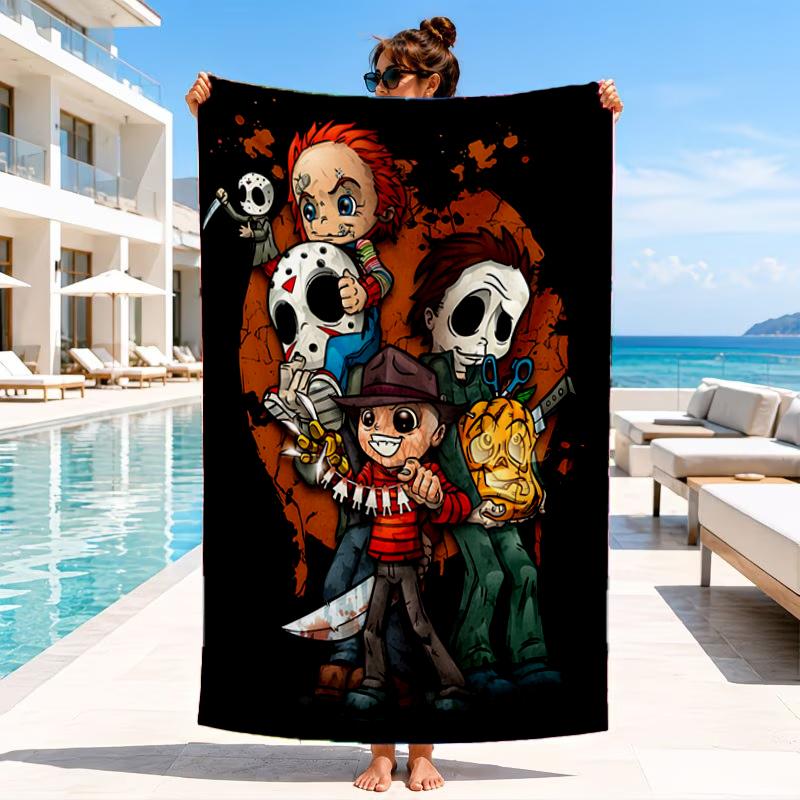 Horror Movie Characters Beach Towel, Microfiber Beach Towel, Perfect For Pool, Beach, Travel, Home Decor Beach Party Fan gifts