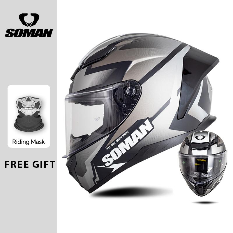 Men Women Full Face Helmet Cascos Para Motos DOT Approved SOMAN Motorcycle Helmets Retro Vintage Full Face Helm