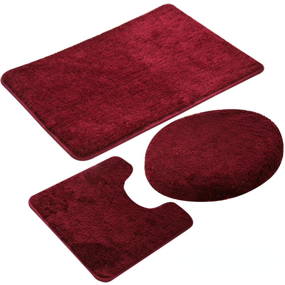 Set 3 pezzi Tappetino da bagno a tinta unita Set Tappeti da bagno con peli soffici Moderno Kit tappetini copriwater rettangolari 50*80 50*40 45*50cm