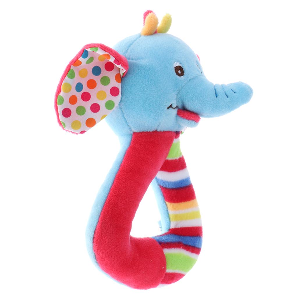 Cute Baby Plush Stuffed Animal Soft Ring Rattle Developmental Toys Blue uygun fiyatlı satın alın