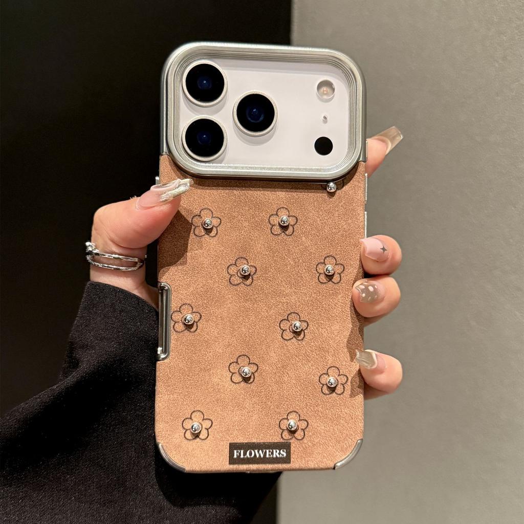 Herbst und Winter Braunes Leder Schleife Blumen für IPhone17promax für Apple 16 Handyhülle 14 Weich 13