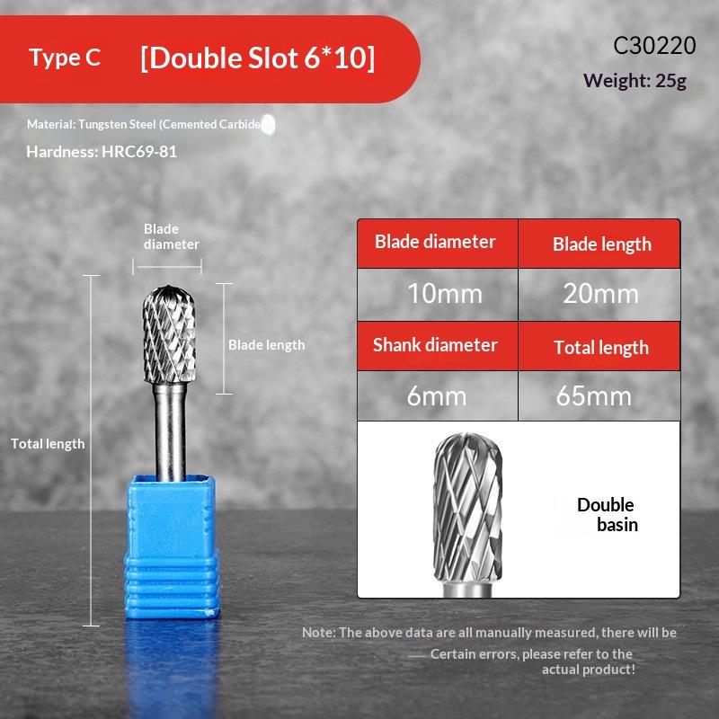 Tungsten Carbide Rotary File Burr Style C Ball Nose Cylinder 6Mm 1/4 Shank Mould Carving Tools Single Cut Milling Cutter