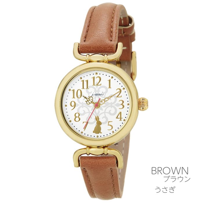 Antike Tier Hase Tier Braun J-AXIS Uhr, Design, Schülerfreundlich, Leicht zu lesen, Motiv, Retro, HL194-BR, Damen,
